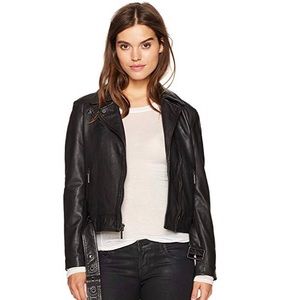 Kenneth Cole New York black leather Moto jacket xs